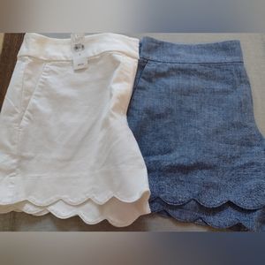 Two pairs of Loft scalloped edge shorts